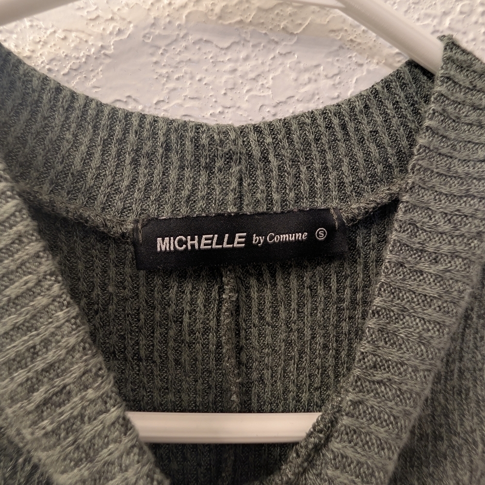 Sleeveless Olive Green Knit Mini Dress - Picture 5 of 8